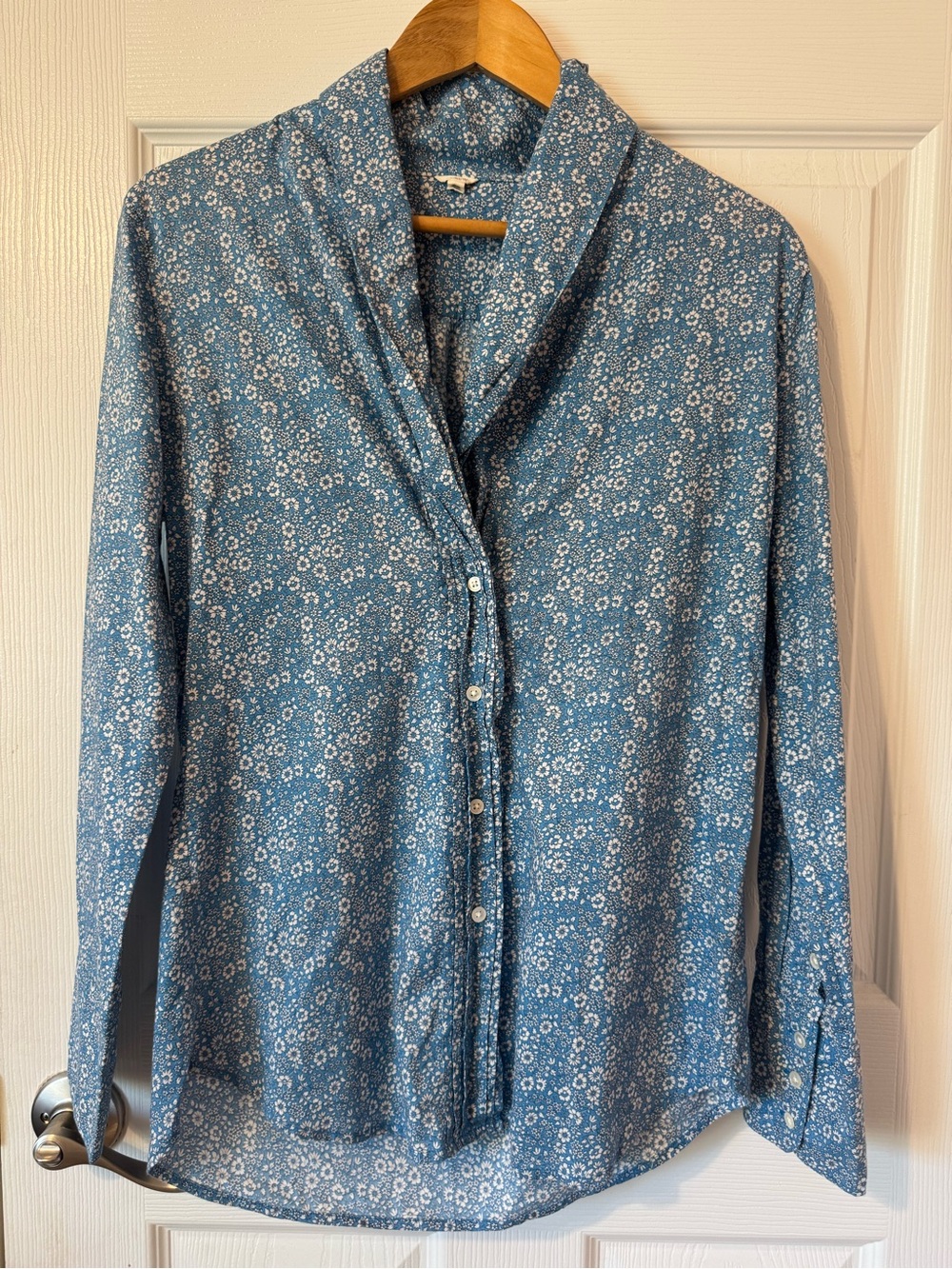 J. Crew Blue and White Floral Shirt